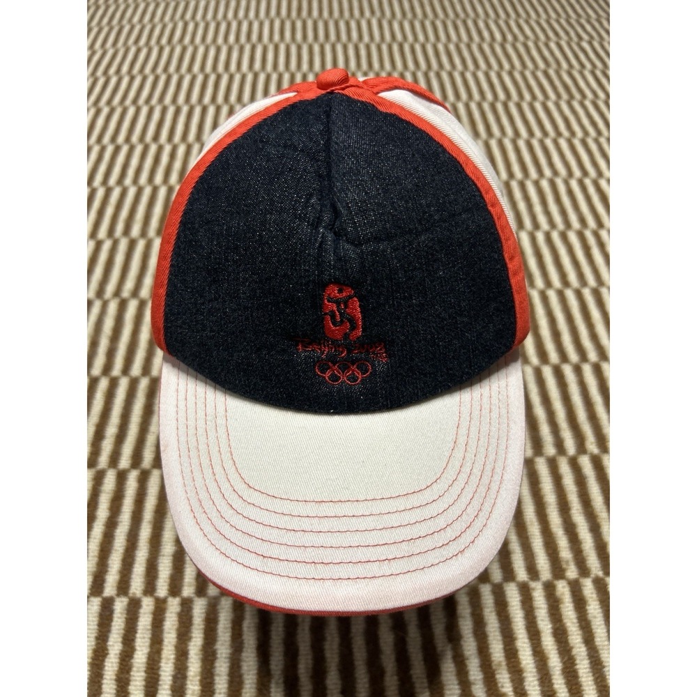 Y2K Beijing 2008 Olympics Hat Cap Adjustable Strapback Red White Blue Logo